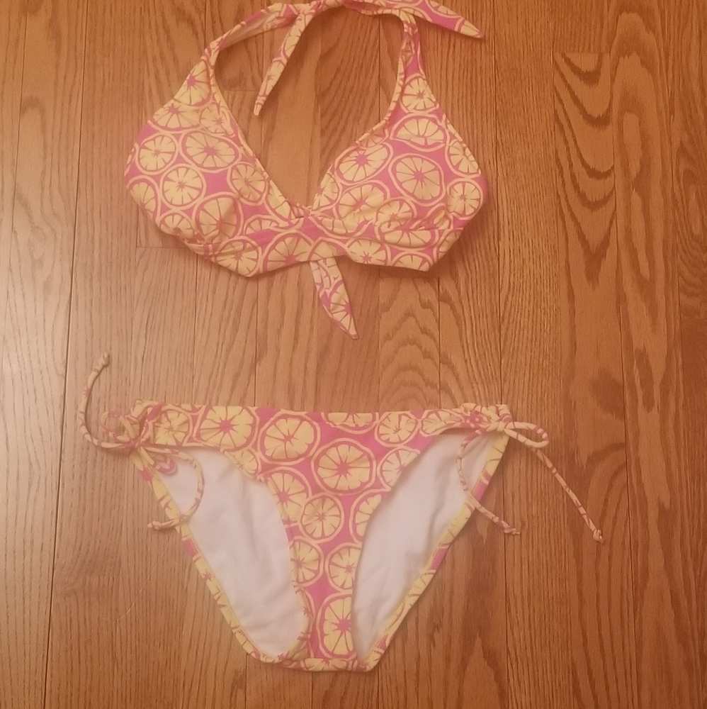 NWT pink/yellow lemon bikini L - Picture 1 of 4